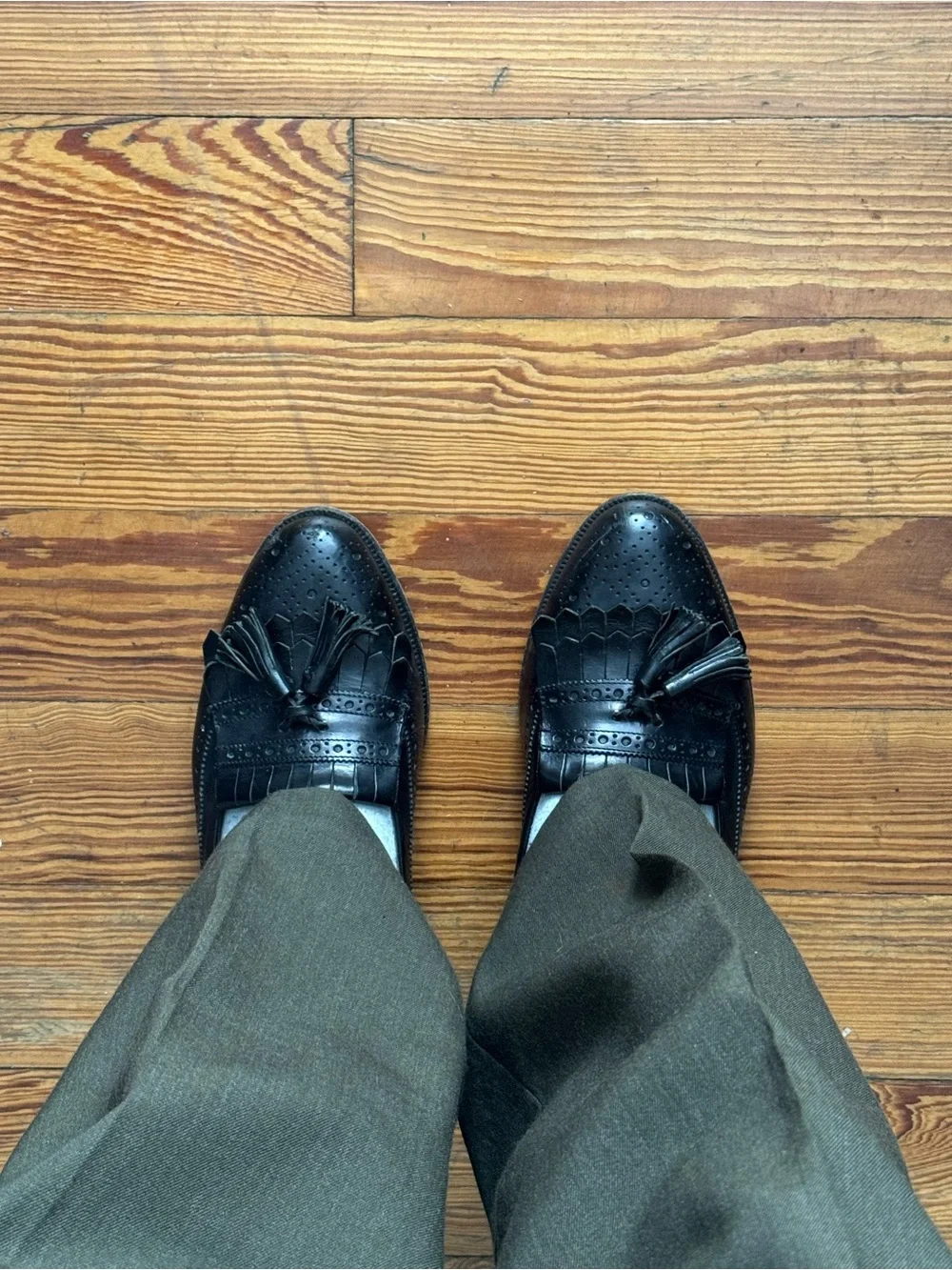 COLE HAAN Shoes Mens 8.5 M Black Leather Bragano Tassel Kiltie Loafer Made Italy